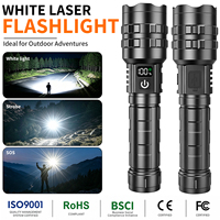 Lampe torche laser blanche 20W à double interrupteur, rechargeable, en alliage d'aluminium, haute luminosité, lampe torche tactique d'urgence pour l'extérieur