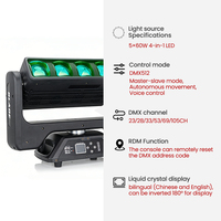 Projecteur de scène 5*60W RGBW à haute luminosité, 500W, avec lentille à haute transmission, focalisation réglable, ambiance lumineuse, étanche IP20