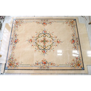 Médaillon en marbre de luxe à motifs floraux en jet d'eau, design de carrelage de sol d'escalier, marbre <span class=keywords><strong>beige</strong></span> incrusté pour villa et maison - Product Image 2