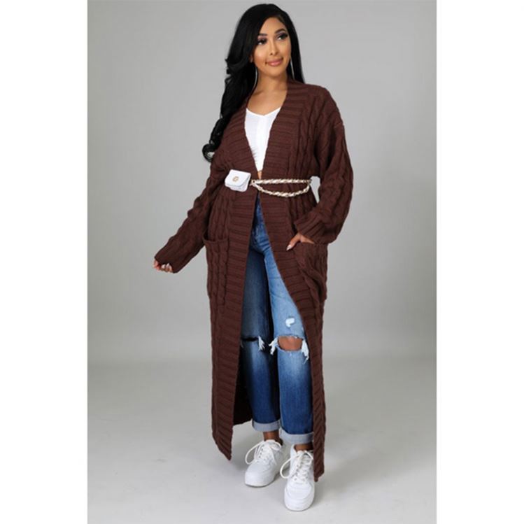 Cardigan Donna Azteco Lungo Aperto Scialle Maxi Maglia Nappa WearAll Autunno Inverno