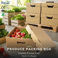 Op maat bedrukte gewaxte kraftpapieren doos voor fruit, groenten en productenverpakkingen, golfkartonnen doos, recycleerbaar, milieuvriendelijk, OEM-logo