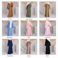 Robe Abaya Sharut Dubai, vêtements islamiques, robe élégante et modeste pour femmes musulmanes, robe longue à manches cloche, strass papillon, satin