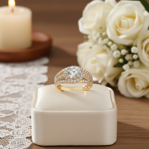 1.20 Carat Natural Round Brilliant Cut Diamond Women's Hip Hop Engagement Wedding <b>Ring</b> 14K Yellow Gold Prong-Set - Product Image 3