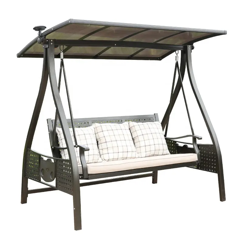 Outdoor Swing Chair with Solar Energy Light Balcony Courtyard Lazy Hammock Garden Swing Chair Rocking Chair