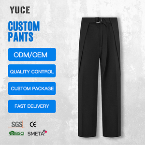 Pantalones <span class=keywords><strong>de</strong></span> Traje a Medida YUCE para <span class=keywords><strong>Hombre</strong></span>, Pliegues Profundos, Pierna Ancha, Estilo Minimalista <span class=keywords><strong>de</strong></span> Alta Gama - Product Image 4