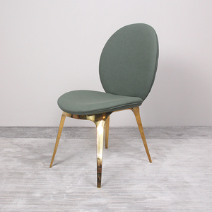 Sillas de Comedor de Lujo de Terciopelo Verde con Patas de Acero Inoxidable Dorado, Silla de Comedor Moderna de Lujo DC-00, Silla de Comedor de Terciopelo Verde - Product Image 2