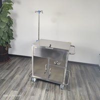 Carrito Médico Multifuncional Moderno de Acero Inoxidable, Carrito de Enfermería para Hospital, Poste para Suero Intravenoso, Cajones con Cerradura, Gabinete con 4 Ruedas