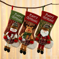 3-teiliges Set Samt-Weihnachtssocken Weihnachtsgeschenk-Süßigkeitentasche Frohes Neues Jahr Kamin Weihnachtsbaum-Deko Ornamente
