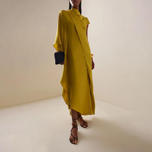 <span class=keywords><strong>Abito</strong></span> <span class=keywords><strong>Elegante</strong></span> <span class=keywords><strong>Giallo</strong></span> Ampio, Nuovo Modello Autunnale, Vestito Lungo da Sera Asimmetrico e Aderente - Product Image 5