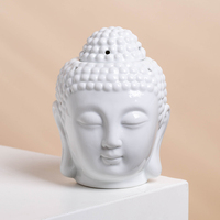 YUANWANG – brûleur de cire de tête de bouddha, brûleur d'huile de tarte en céramique, chauffe-bougie pour décoration de maison, Spa Yoga