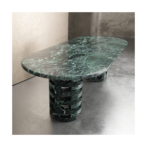 Muebles para el hogar personalizados, travertino, redondo, cuatro columnas, patas de mesa, esquina redonda, <span class=keywords><strong>Rectangular</strong></span>, largo, 96 pulgadas, mesa de comedor Nórdica - Product Image 4