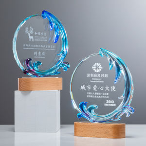 Trofeo creativo personalizado con base de <span class=keywords><strong>haya</strong></span> brillante, trofeo de cristal esmaltado, premio de cristal de gama alta con trofeo de luz - Product Image 4