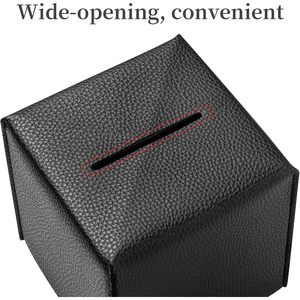 Square <b>Tissue</b> Box Cover Pu Leather Modern Organizer <b>Black</b> 5.34 In Cube - Product Image 5