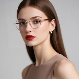 MS 81565男女通用透明蓝色电脑材料眼镜圆形金属框架，设计时尚，蓝光阅读 - Product Image 1