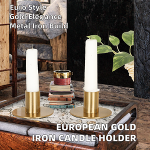 Vedela Naturals Iron <b>Candlestick</b> <b>Holder</b> Set <b>Gold</b> Finish Durable Home Decoration - Product Image 2