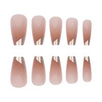 Ongles pressés à dégradé français en gros, ongles artificiels, design luxueux personnalisé, ongles pressés