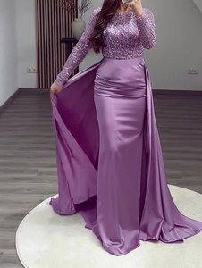 Vestido de Noche Metálico Elegante Estilo Reina con Mangas para Banquete Europeo de Mujeres 2026 - Product Image 6