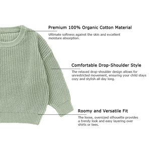 Áo len dệt kim cotton hữu cơ 100% cho bé sơ sinh, trẻ mới biết đi và trẻ nhỏ, mùa đông, kiểu trơn - Product Image 4