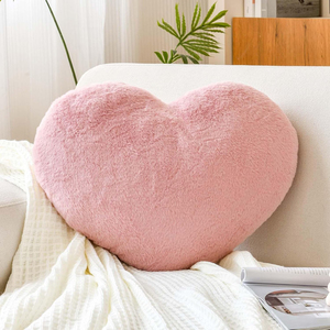 Custom Cute <strong>Heart</strong> <strong>Shaped</strong> Faux Rabbit Fur Room Decorative Throw Pillow <strong>Heart</strong> Plush <strong>Cushion</strong> for Couch Bed Kid Girls - Product Image 1