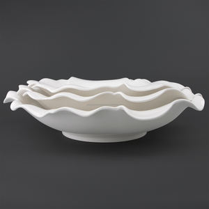 وعاء كبير للمأكولات البحرية من البورسلين الأبيض اللطيف، أدوات مائدة عصرية صديقة للبيئة ومتينة بتصميم نباتي، بيع بالجملة من المصنع - Product Image 4