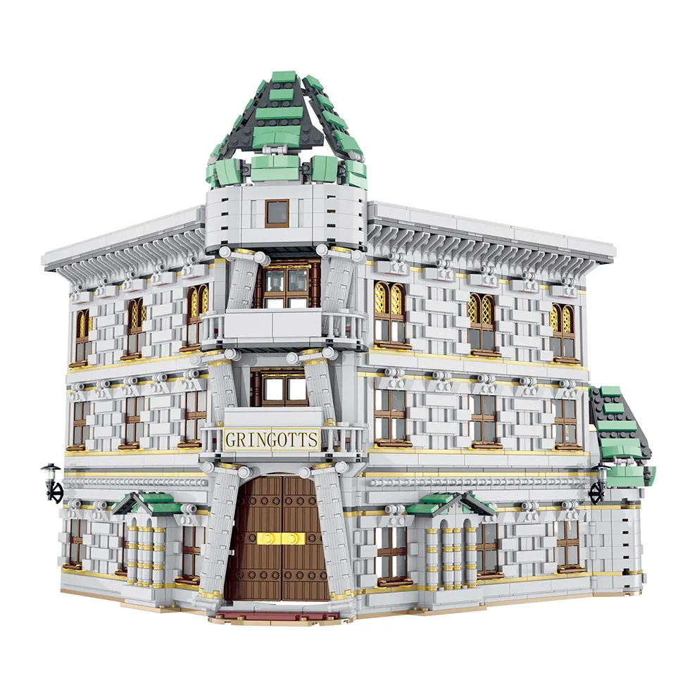 مورك 032101 هاريس الخالق عرض الشوارع منزل زقاق Gringotts البنك 4185 قطعة Moc وحدات الطوب نموذج بناء كتلة كيت لعبة