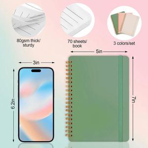 A5 B6 Spiral Bound Notebook 5x7 Leather <b>Journal</b> Strap 80 Sheets for Women's Note Taking Luxurious Small Size <b>Journal</b> Great Gift - Product Image 2