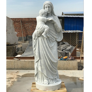 Décoration d'église moderne grandeur nature <span class=keywords><strong>vierge</strong></span> <span class=keywords><strong>enceinte</strong></span> <span class=keywords><strong>Marie</strong></span> et enfant bébé sculpture à vendre statue en marbre blanc - Product Image 1