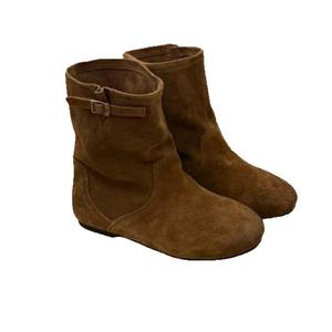 Bottes de cowboy occidentales en daim à bout rond pour femme, rehaussantes, nouvelle collection 2026, bottines polyvalentes - Product Image 5