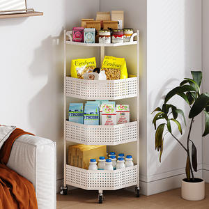5-Tier Metal Shelf Kitchen <b>Vegetable</b> & Fruit Organizer Storage <b>Trolley</b> with Onion & Potato Basket <b>Rack</b> - Product Image 3