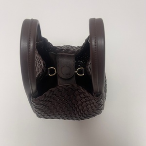 Sac panier en PU de haute qualité, tissé à la main, pour femmes, écologique, imperméable, avec deux sangles, fermeture éclair, sac à main portable - Product Image 6
