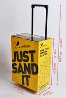 Caja de cartón corrugado reciclable con barra de tracción, caja de carrito, pantalla de POS a color, exhibición de papel de Feria Comercial con tacones