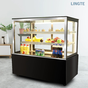 Vitrine réfrigérée commerciale <span class=keywords><strong>vintage</strong></span> en verre <span class=keywords><strong>noir</strong></span> pour gâteaux et pâtisseries avec refroidisseur à croûte croustillante - Product Image 2