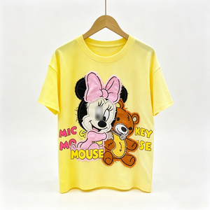 ZiTong Fashion Cute <strong>Minnie</strong> <strong>Mouse</strong> with Teddy Bear Graphic <strong>T</strong>-<strong>shirt</strong> Women Casual Loose Short Sleeve Top - Product Image 2