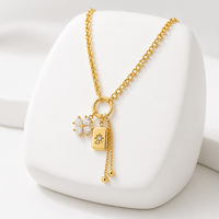 Ensemble de colliers avec pendentifs SA Jewelry, en acier inoxydable, chaîne étoile, trèfle, cœur, perle, bijoux imperméables pour femmes, vente en gros