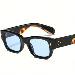 Lunettes de soleil carrées UV400 personnalisées, style vintage, rivets, jambes larges, punk, bicolores, pour hommes et femmes - Product Image 1