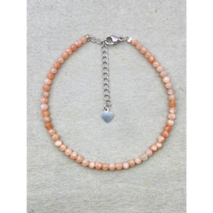 Peach Moonstone Bracelet Dainty Gemstone Jewelry Micro Faceted <b>Beads</b> <b>Crystal</b> Bracelet Minimalist Jewelry Tiny Gemstone Bracelet - Product Image 1