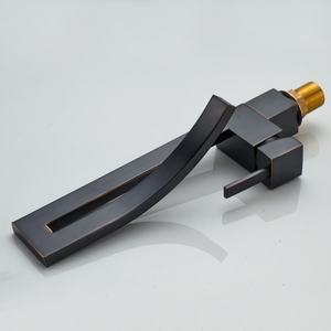 Contemporary <b>Single</b>-Hole Kitchen Bathroom Faucet Creative Waterfall <b>Basin</b> <b>Tap</b> Mixer Brass Material Black Finish for Washbasin - Product Image 5