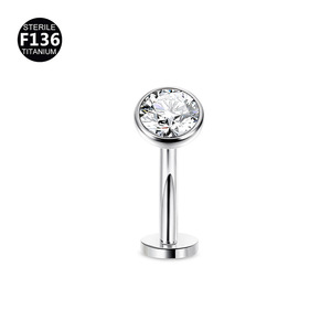 F136 titanio curvado Barbell flotante doble roscado internamente ópalo Arco Iris ombligo anillo elegante cuerpo joyería - Product Image 5