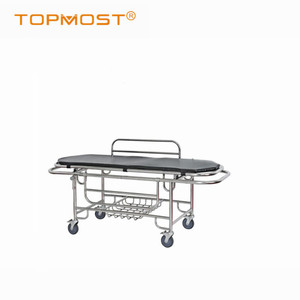 Topmost Manual Transfer Cart Stainless Steel <b>Adjustable</b> Height Hospital Trolley Emergency Patient Transport - Product Image 4