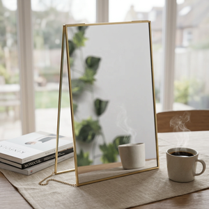 Modern Decorative <b>Table</b> Top Brass Frame Desktop <b>Mirror</b> for Dressing Women Makeup Vanity Luxury <b>Gold</b> <b>Mirror</b> - Product Image 1