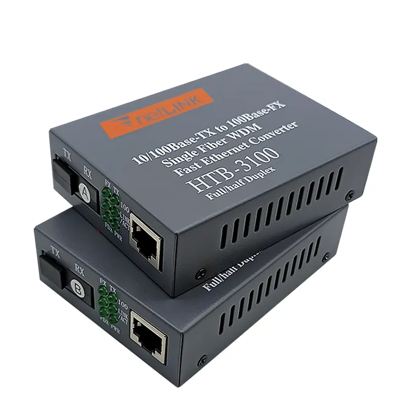 Converter Netlink HTB-3100AB 10/100m 25KM 1 SC With 1 RJ45 Single Mode Single Fiber Optic Media Converter