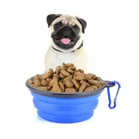 Силиконовая Портативная Складная посуда для питомцев, складные миски для собак с карабином для путешествий