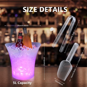 Cubo de hielo con luz LED que cambia de colores, bebida acrílica, champán, cerveza, Enfriador de vino, cubo para Bar, Club, hogar con Audio Bluetooth - Product Image 4