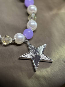 Nieuwe elegante paarse en witte kristallen kralen sterhanger voor huisdieren - Product Image 4