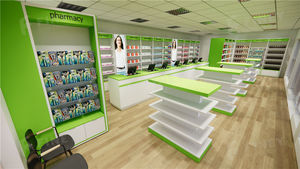 小売薬局の装飾カスタマイズされた医療薬局店ガラス木製家具棚キャビネット薬局店のディスプレイ用 - Product Image 2