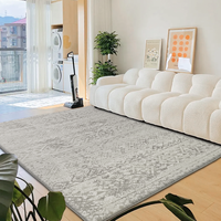 Tapis de Salon Épais Vintage Imprimé Gris et Beige Moderne en Mousse à Mémoire de Forme