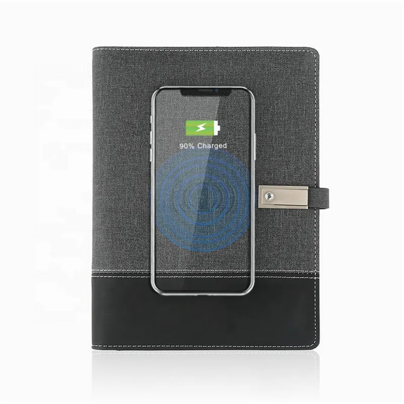 Logo personalizzato intelligente in pelle 16g 8000mAh Power Bank agenda Planner poebank Notebook con lampada da lettura