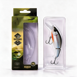Boîtes d'emballage personnalisées avec logo imprimé, fenêtre transparente, pour la vente en gros OEM, destinées à la présentation de leurres de pêche en détail. - Product Image 1