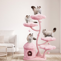Tour d'arbre à chat moderne de luxe mignon multicouche en bois rose Design Floral durable chat escalade fleur Condo Sisal gratter