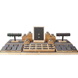 DIGU Factory Design Personalizado Madeira Jóias Exibição Props Pu Couro Jóias Display Set Para Loja De Jóias - Product Image 4